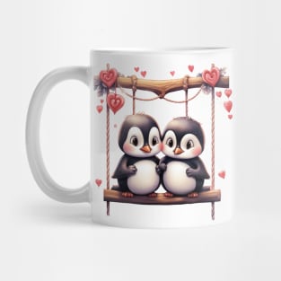 Valentine Penguin Couple On Swing Mug